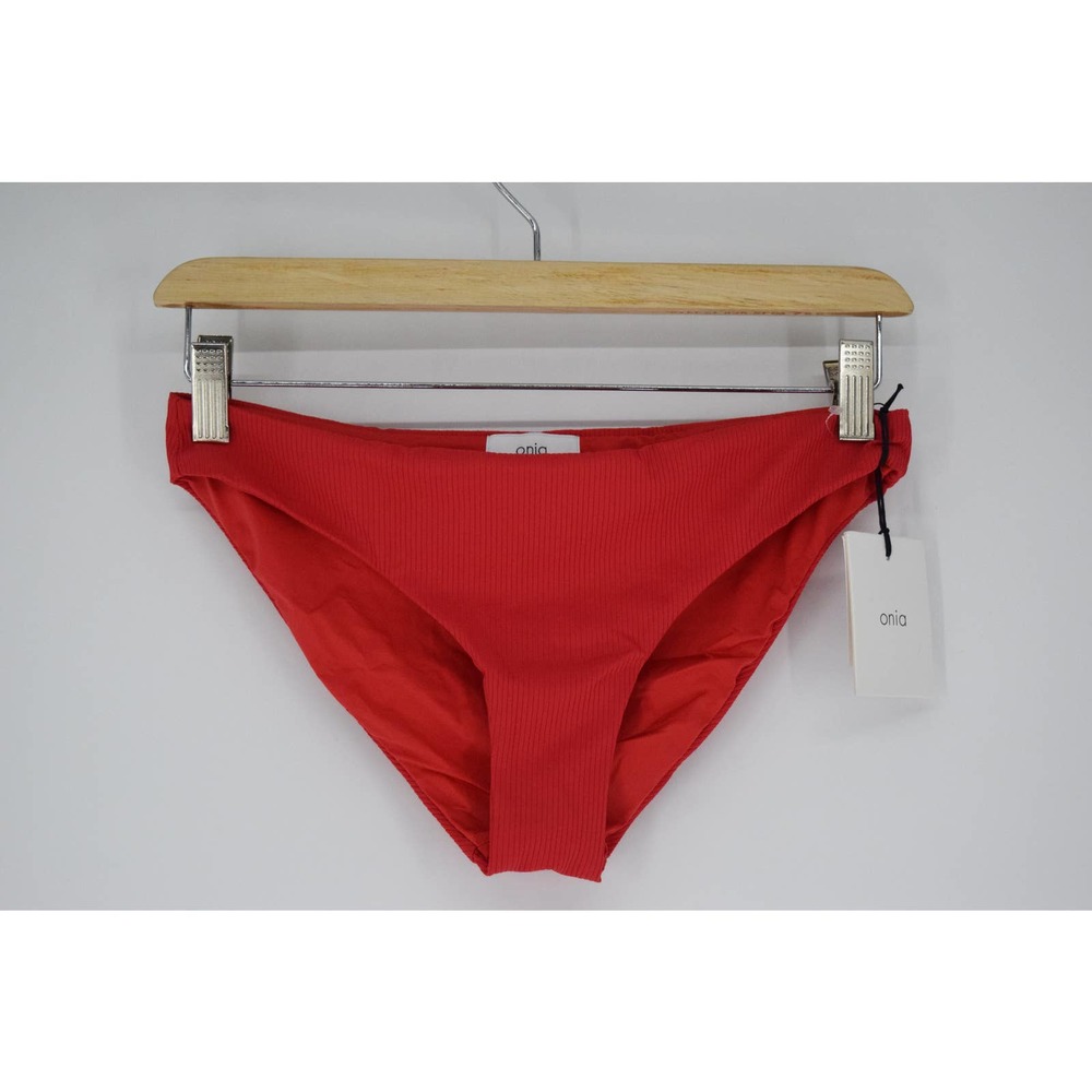 NWT ONIA 'lily' ribbed bikini swim bottoms red rock size M women's